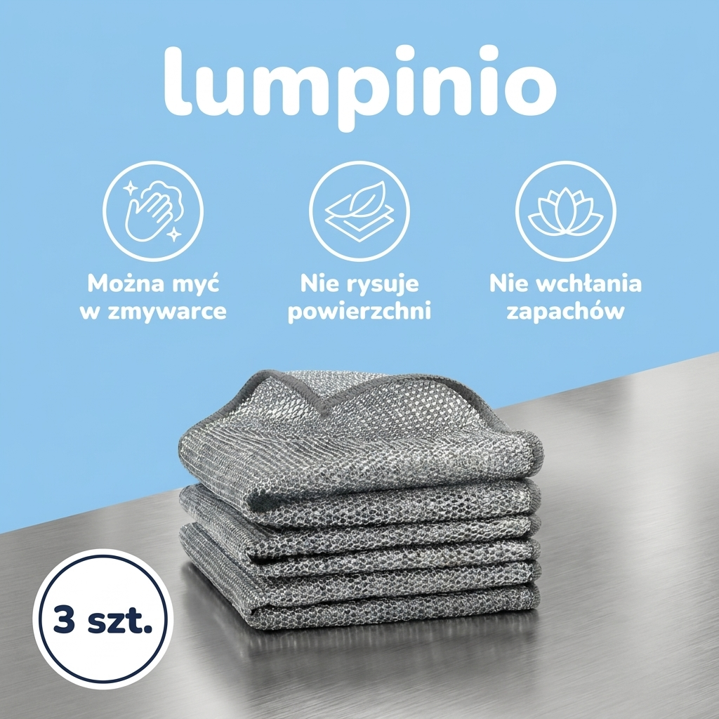 Lumpinio – Magiczne ściereczki z wełny stalowej (3szt.)